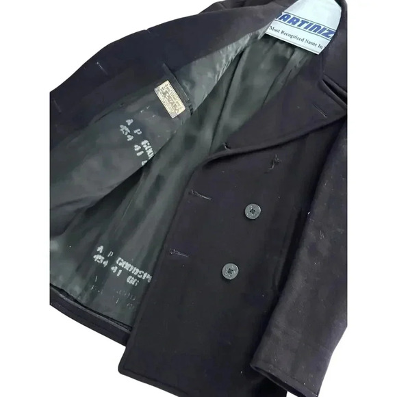 Naval Clothing Factory Blue Collared Heavy Peacoat Blazer Size 38 - Picture 4 of 10